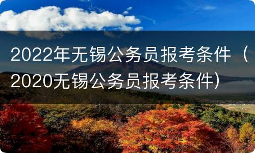 2022年无锡公务员报考条件（2020无锡公务员报考条件）