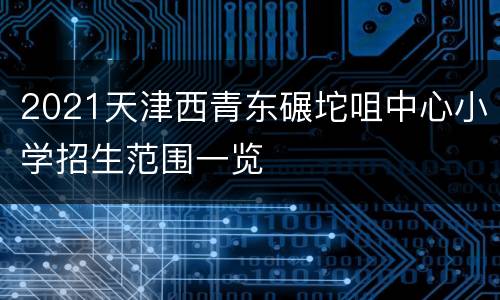 2021天津西青东碾坨咀中心小学招生范围一览