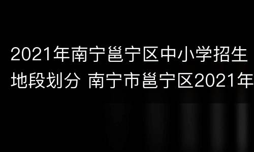 2021年南宁邕宁区中小学招生地段划分 南宁市邕宁区2021年小学招生政策