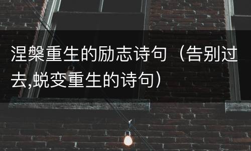 涅槃重生的励志诗句（告别过去,蜕变重生的诗句）