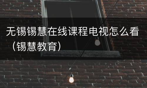 无锡锡慧在线课程电视怎么看（锡慧教育）