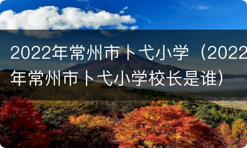 2022年常州市卜弋小学（2022年常州市卜弋小学校长是谁）