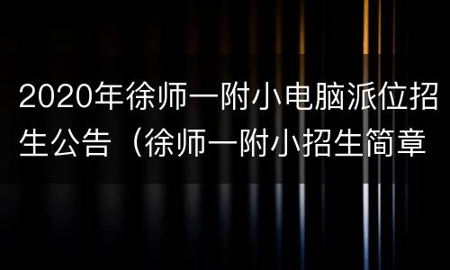 2020年徐师一附小电脑派位招生公告（徐师一附小招生简章）