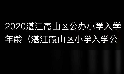 2020湛江霞山区公办小学入学年龄（湛江霞山区小学入学公示）