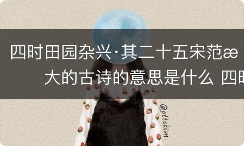 四时田园杂兴·其二十五宋范成大的古诗的意思是什么 四时田园杂兴范成大古诗