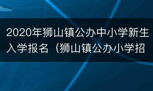 2020年狮山镇公办中小学新生入学报名（狮山镇公办小学招生）