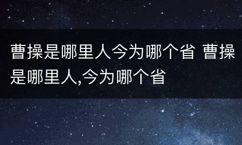 曹操是哪里人今为哪个省 曹操是哪里人,今为哪个省