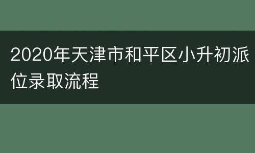 2020年天津市和平区小升初派位录取流程