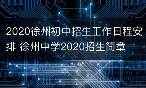 2020徐州初中招生工作日程安排 徐州中学2020招生简章