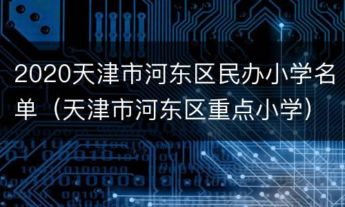 2020天津市河东区民办小学名单（天津市河东区重点小学）
