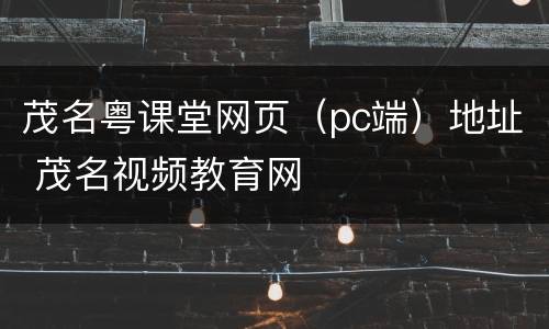 茂名粤课堂网页（pc端）地址 茂名视频教育网