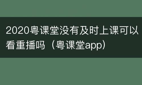 2020粤课堂没有及时上课可以看重播吗（粤课堂app）