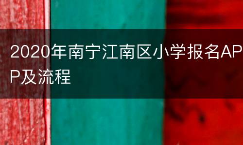 2020年南宁江南区小学报名APP及流程