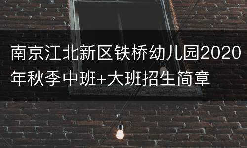 南京江北新区铁桥幼儿园2020年秋季中班+大班招生简章