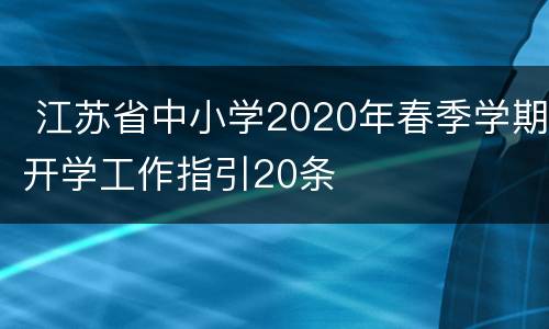  江苏省中小学2020年春季学期开学工作指引20条
