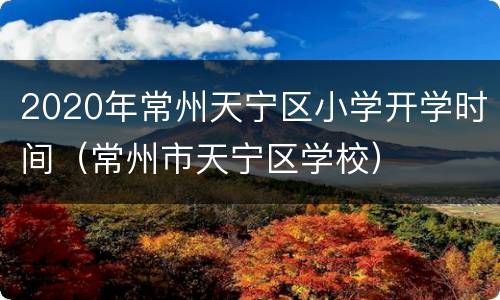 2020年常州天宁区小学开学时间（常州市天宁区学校）