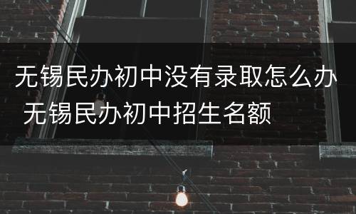无锡民办初中没有录取怎么办 无锡民办初中招生名额