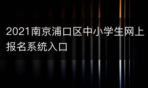 2021南京浦口区中小学生网上报名系统入口
