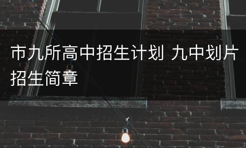 市九所高中招生计划 九中划片招生简章