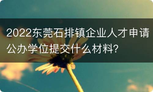 2022东莞石排镇企业人才申请公办学位提交什么材料？