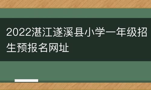 2022湛江遂溪县小学一年级招生预报名网址