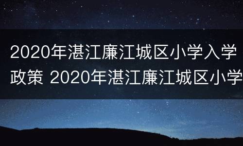 2020年湛江廉江城区小学入学政策 2020年湛江廉江城区小学入学政策如何