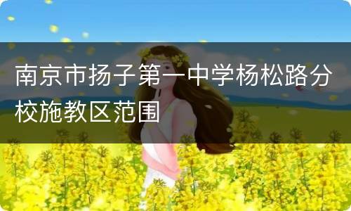 南京市扬子第一中学杨松路分校施教区范围