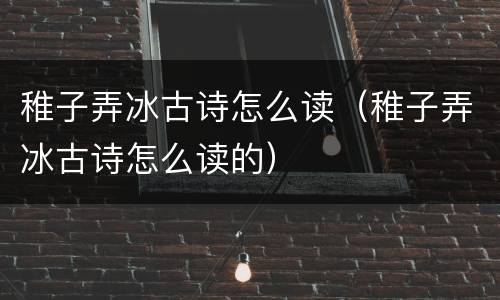 稚子弄冰古诗怎么读（稚子弄冰古诗怎么读的）