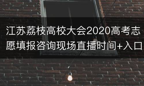 江苏荔枝高校大会2020高考志愿填报咨询现场直播时间+入口