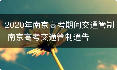 2020年南京高考期间交通管制 南京高考交通管制通告