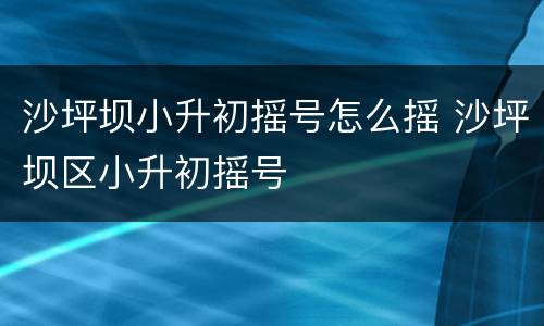 沙坪坝小升初摇号怎么摇 沙坪坝区小升初摇号