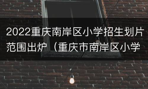 2022重庆南岸区小学招生划片范围出炉（重庆市南岸区小学划片）