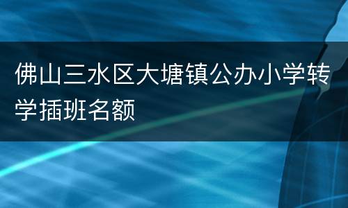佛山三水区大塘镇公办小学转学插班名额