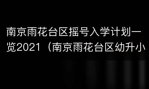 南京雨花台区摇号入学计划一览2021（南京雨花台区幼升小政策）