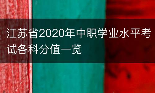 江苏省2020年中职学业水平考试各科分值一览