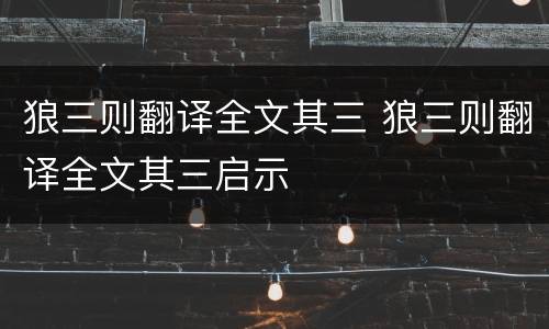 狼三则翻译全文其三 狼三则翻译全文其三启示