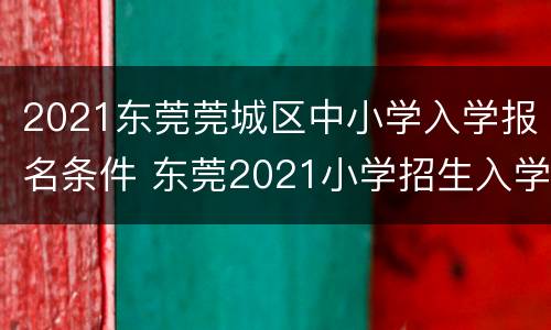 2021东莞莞城区中小学入学报名条件 东莞2021小学招生入学