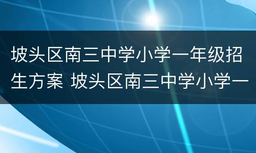 坡头区南三中学小学一年级招生方案 坡头区南三中学小学一年级招生方案表