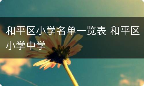 和平区小学名单一览表 和平区小学中学