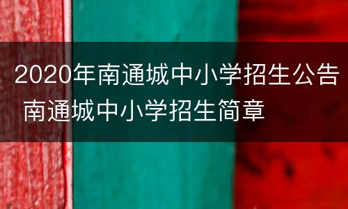 2020年南通城中小学招生公告 南通城中小学招生简章