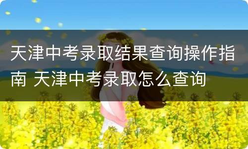 天津中考录取结果查询操作指南 天津中考录取怎么查询