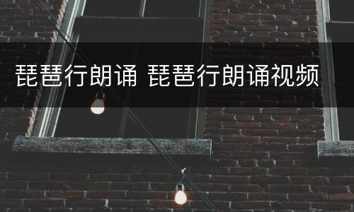 琵琶行朗诵 琵琶行朗诵视频