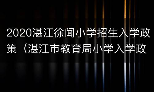 2020湛江徐闻小学招生入学政策（湛江市教育局小学入学政策）