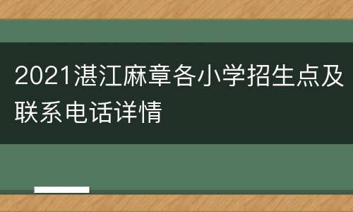 2021湛江麻章各小学招生点及联系电话详情