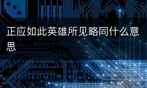 正应如此英雄所见略同什么意思