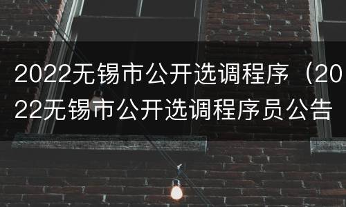2022无锡市公开选调程序（2022无锡市公开选调程序员公告）