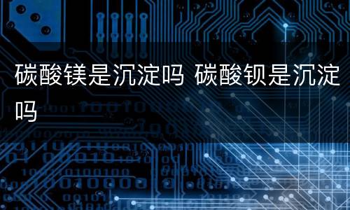 碳酸镁是沉淀吗 碳酸钡是沉淀吗