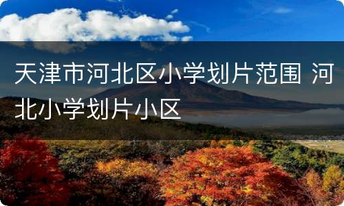 天津市河北区小学划片范围 河北小学划片小区