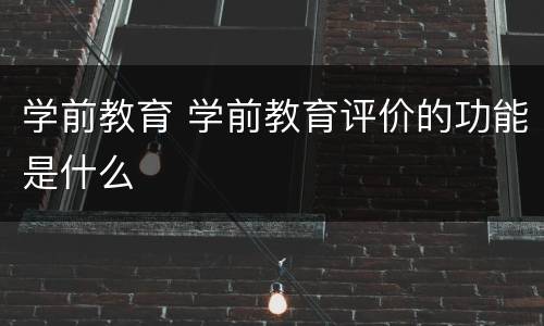 学前教育 学前教育评价的功能是什么