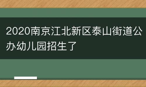 2020南京江北新区泰山街道公办幼儿园招生了